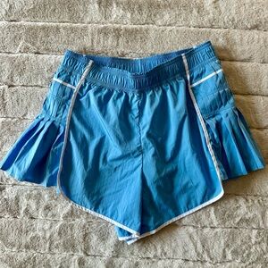Yogalicious Carolina Blue Courtside Chic Shorts with Pleated Sides, Small